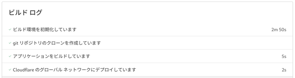 ビルドに 2 分 50 秒かかっている